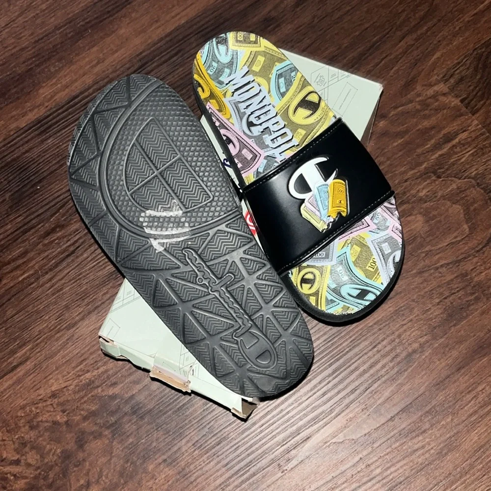 NEW Champion IPO Monopoly Money Stacks Black Slides Size 13 Streetwear Youth